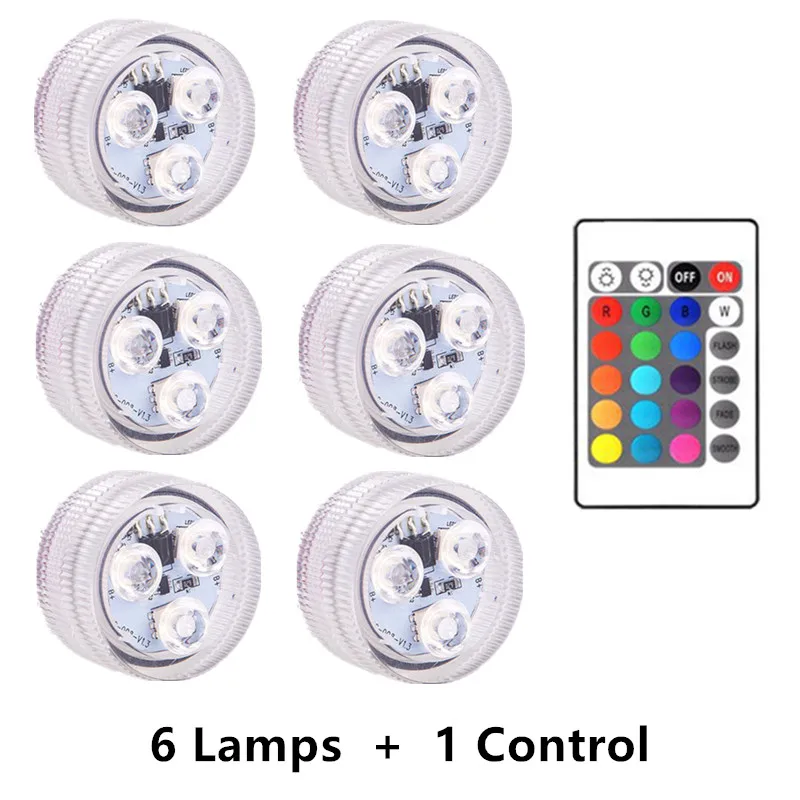 

LED Tea Mini Lights 10-1pcs IP65 Waterproof Submersible LED Lights Remote Control Underwater Lamp for Wedding Party Vase Decor