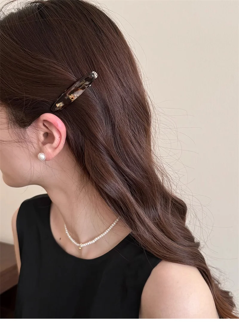 2 teile/satz Acetat Haar Clip Oval Geometrische Seite Pins Bunte Haarnadel Elegante Süße Frauen Haar Zubehör – Detail 4