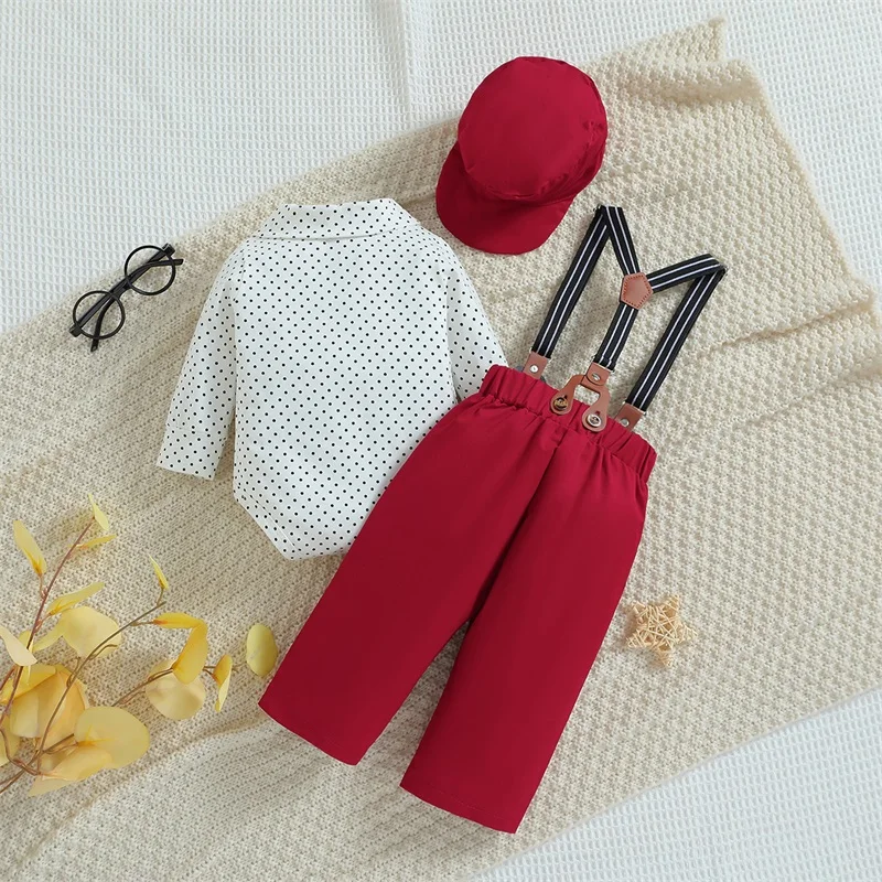 

Toddler Baby Boy Christmas Outfits Gentleman Clothes Dress Suit Bow Ties Sweatshirt Top Bib Suspenders Pants Overalls Suit