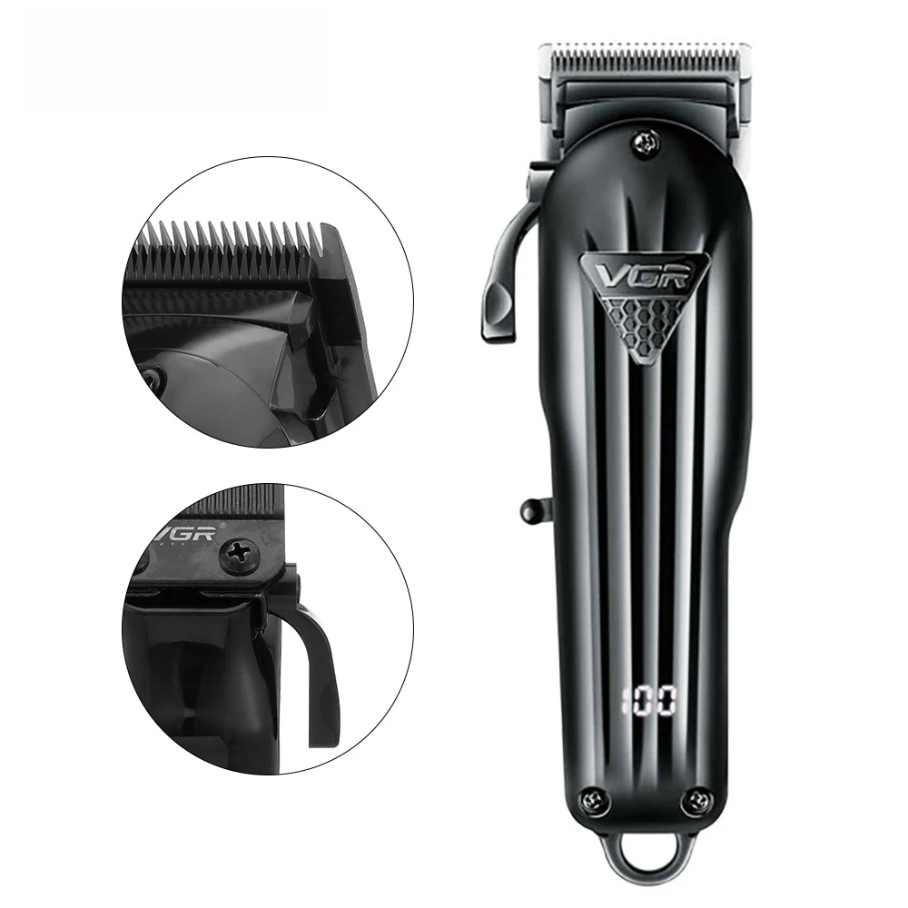 Electric Hair Clipper VGR282 USB Rechargeable Trimmer For Men Professional Haircut Styling Tool Home Barber Kit Adjustable Fade