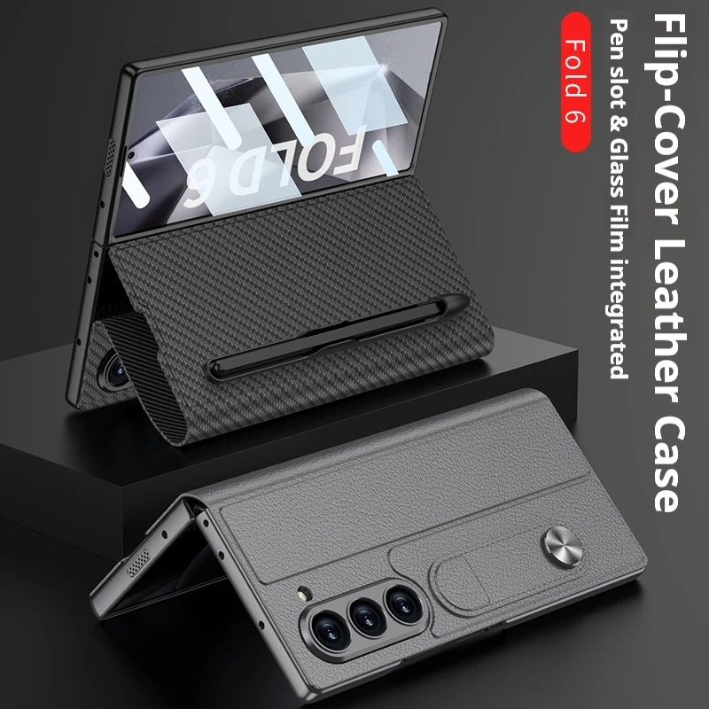 Custodia Flip Cover in Pelle di Lusso per Samsung Galaxy Z Fold 6 con Slot per Penna Pellicola Protettiva in Vetro per Schermo_voghion.com