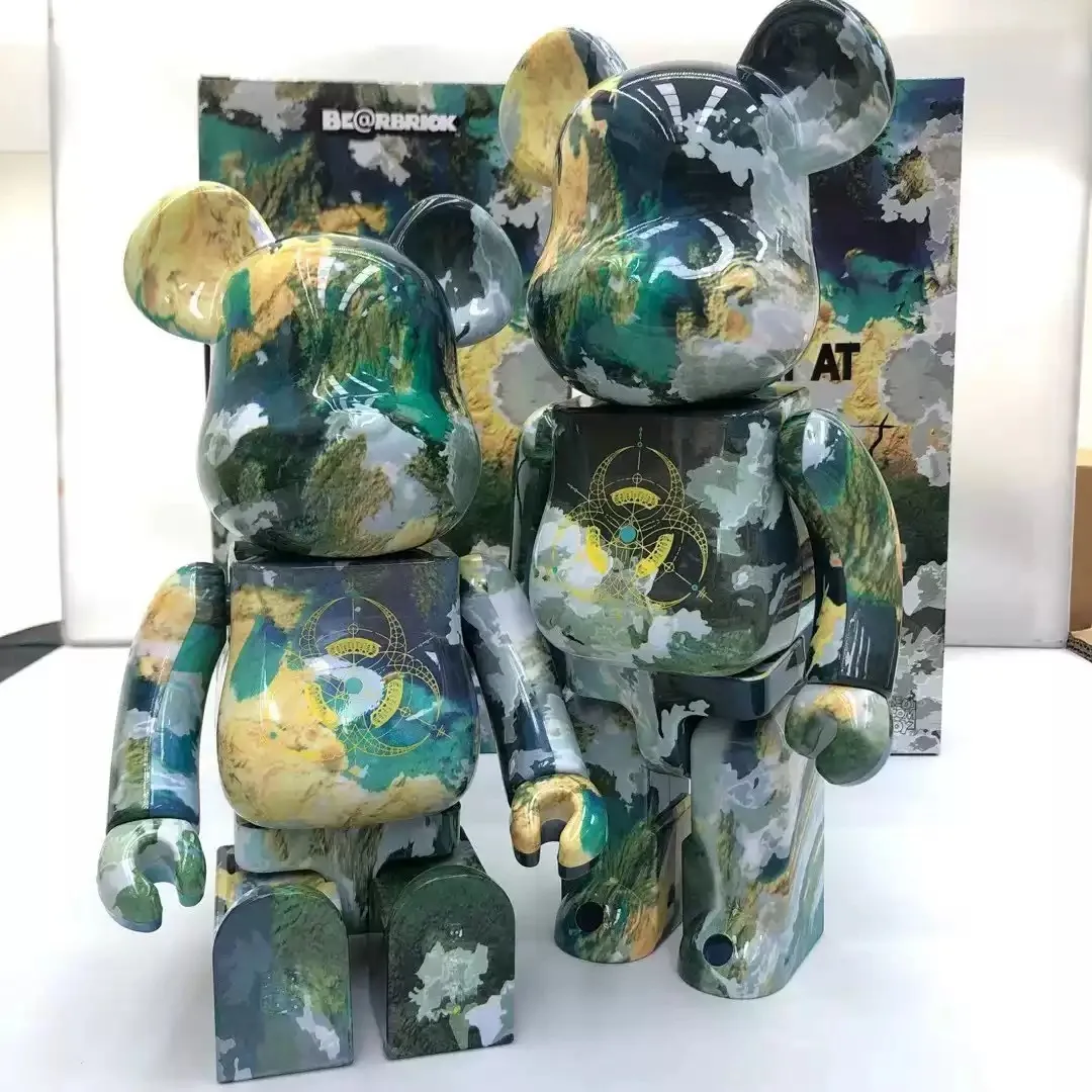 

Bearbrick 400% Earth's Surface Abs Material Trendy Teddy Bear Be@rbrick 28cm Gift Doll Joint Rotation With Clicking Sound