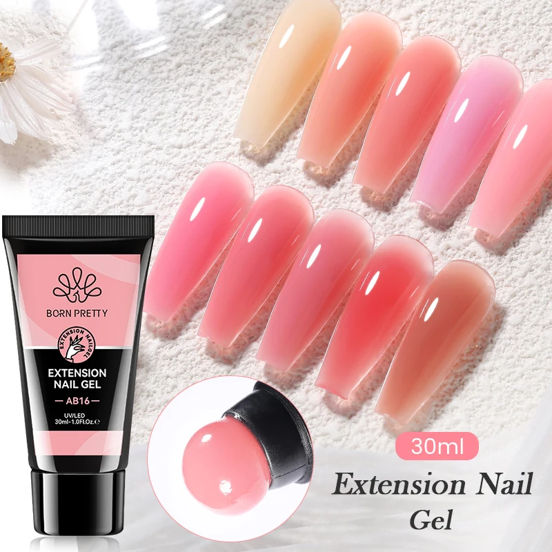 BORN PRETTY 30ml Acrylic Gel For Nail Extension Nude Clear White Color Quick Building Prolong Manicure Nail Art Hard Gel Varnish 3