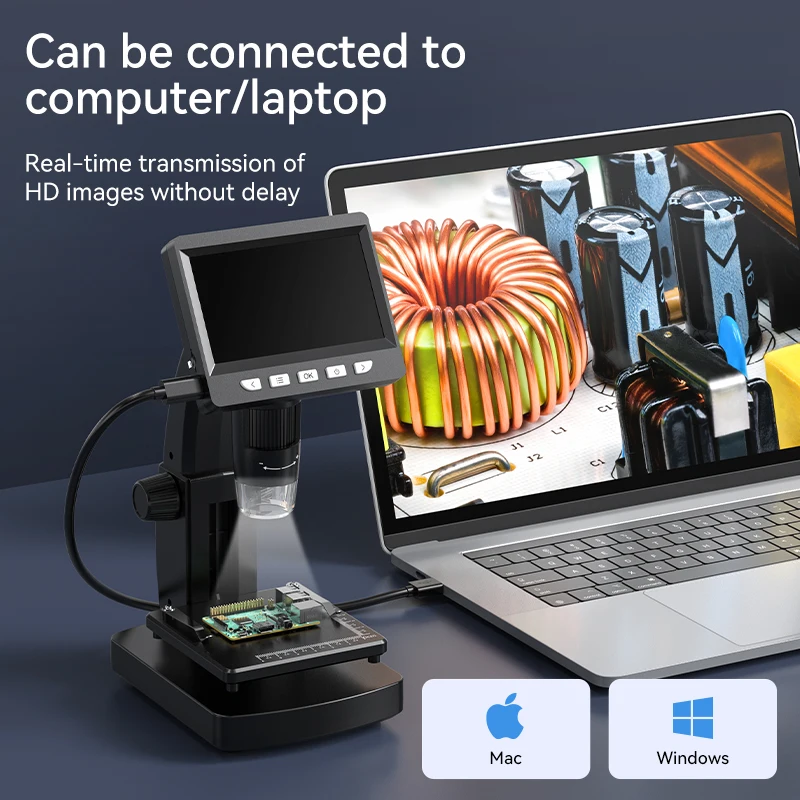 4.3'' Digital Microscope 50X-1000X Magnification USB Coin Microscopio 2MP 8LED Video Recorder Electron Microscopes for Computer digital microscope