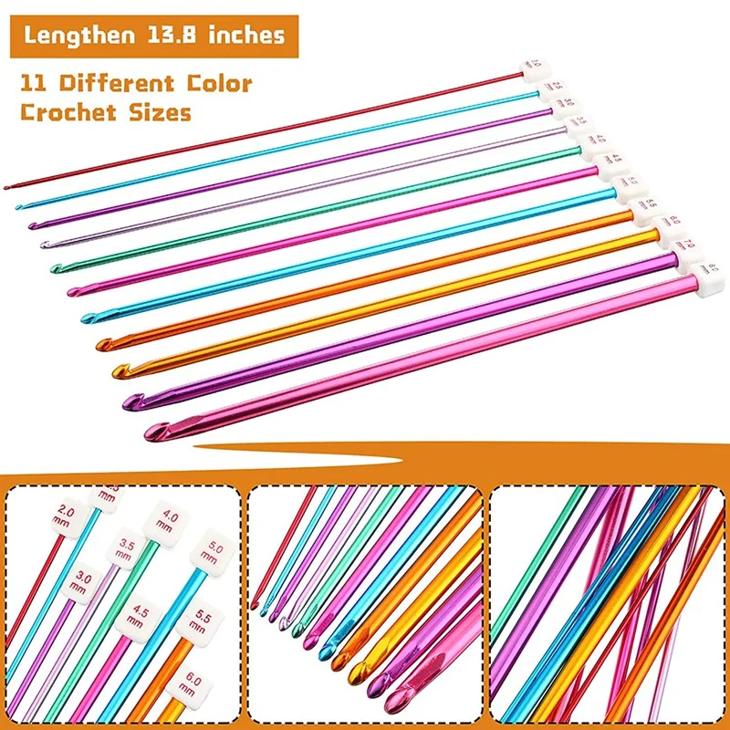 23 Pieces Tunisian Crochet Hooks Set 3-10 Mm Cable Bamboo Knitting Needle  With Bead Carbonized Bamboo Needle Hook - AliExpress