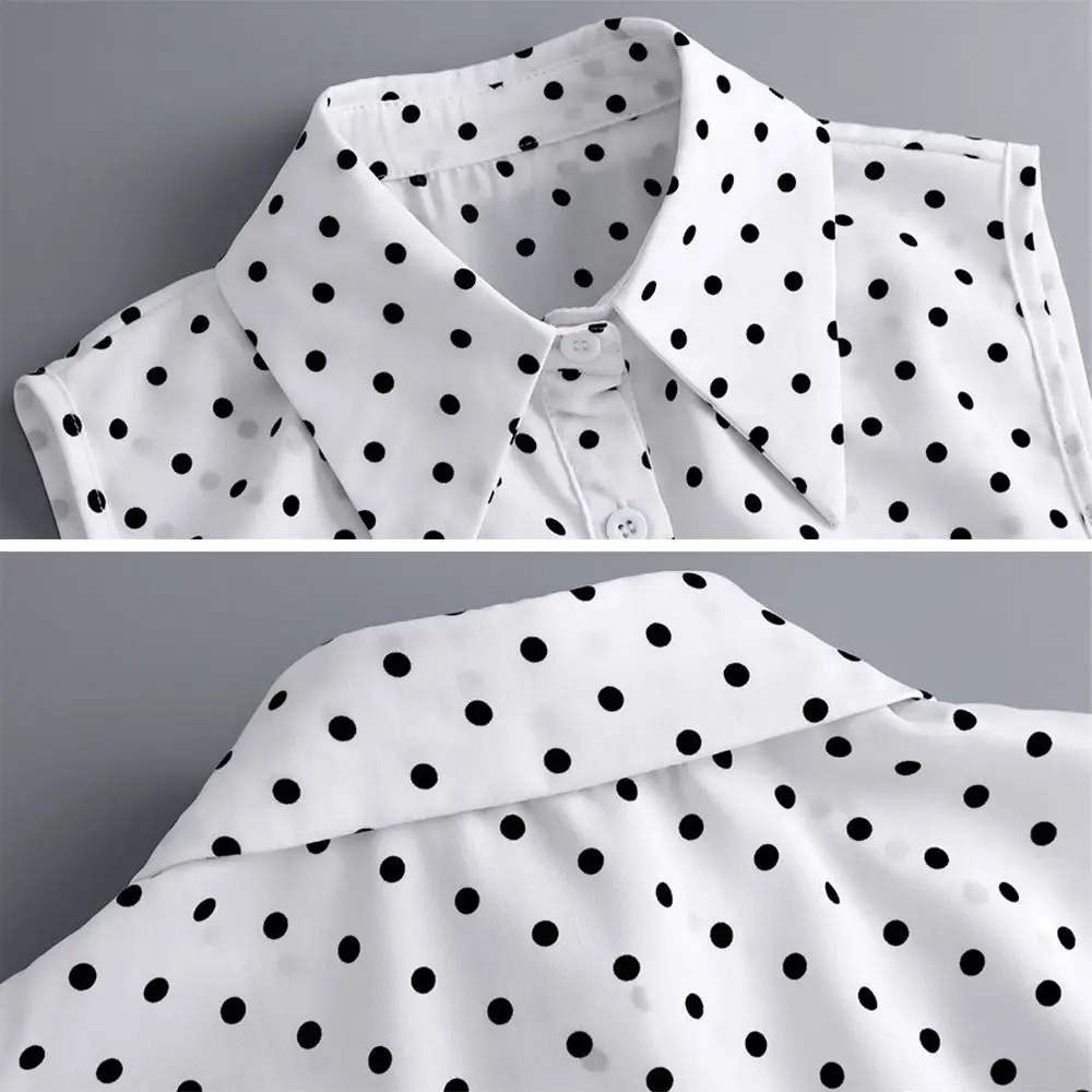 New Detachable Fake Collar White Polka Dot Lapel Half Shirt Neckline Women Girls