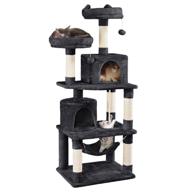 

62.2" H Tree Condos Tower with Platform and Hammock, Black