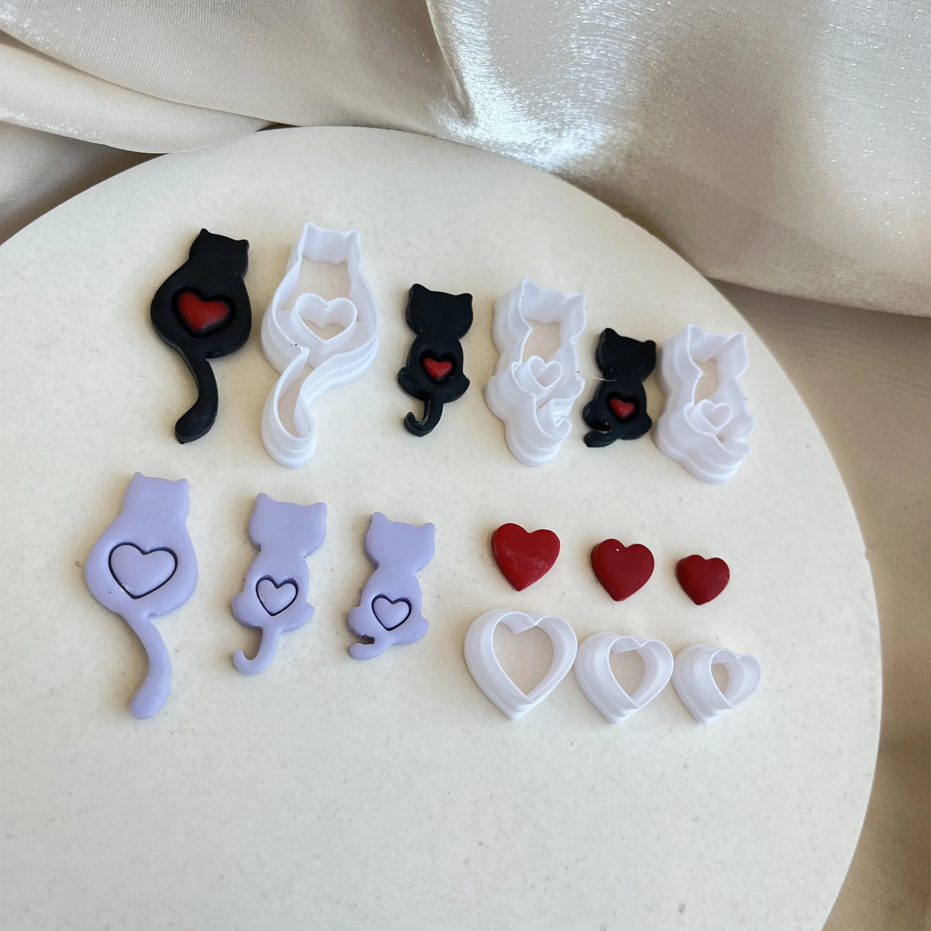 Valentine's Day Kitten Heart Series Heart-shaped Polymer Clay DIY Cutter For Earrings Jewelry Pendant Making polymer clay cutter
