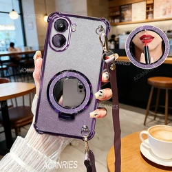 Crossbody Lanyard Anti - Shock Phone Case with Makeup Mirror Stand Cover - Poco X8 Pro Max (JMCX BGS Purple)
