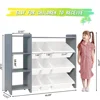 Children's bookshelf,4-layer children's toy storage rack-100% solid wood children's storage cabinet,equipped with 9plastic boxes 4