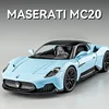 1:22 Maserati MC20 Supercar Alloy Model Car Toy Diecasts Metal Casting Sound and Light Car Toys For Children Vehicle 1