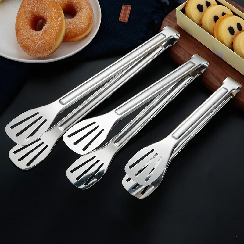 Stainless Steel Food Tongs Non-Stick Serving Tongs Barbecue Anti Heat Bread Clip Salad Bread Serving Tong BBQ Tool