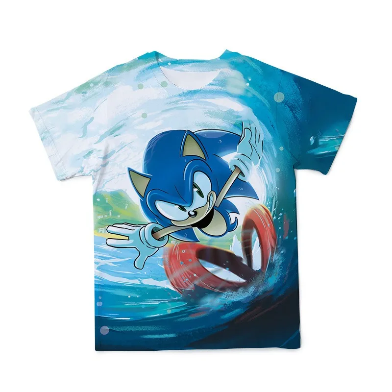 thumbnail image 1 of Camisetas de gran tamaño de Sonic The Hedgehog, camisetas con impresión digital 3D, camisetas de verano de manga corta con dibujos animados para niños y niñas, 1 of 5