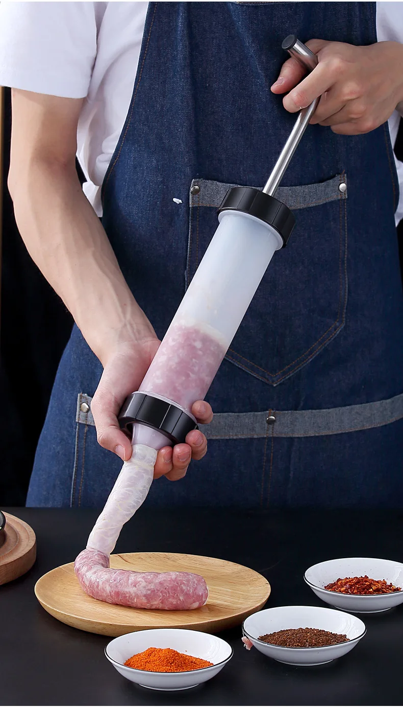 

3pcs Large Capacity Sausage Stuffer Homemade Stainless Steel Meatball Maker Utensil Dual Use Sausage Filling Type Kitchen Tools