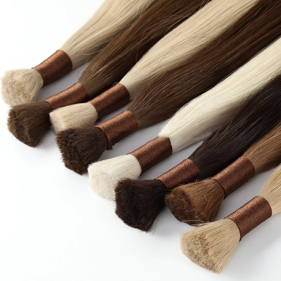 Russian Striaght Human Hair No Weft Virgin Bundles Highlight Original Bulk Extensions Natural Unprocessed 613 Blonde Braidi human hair extensions