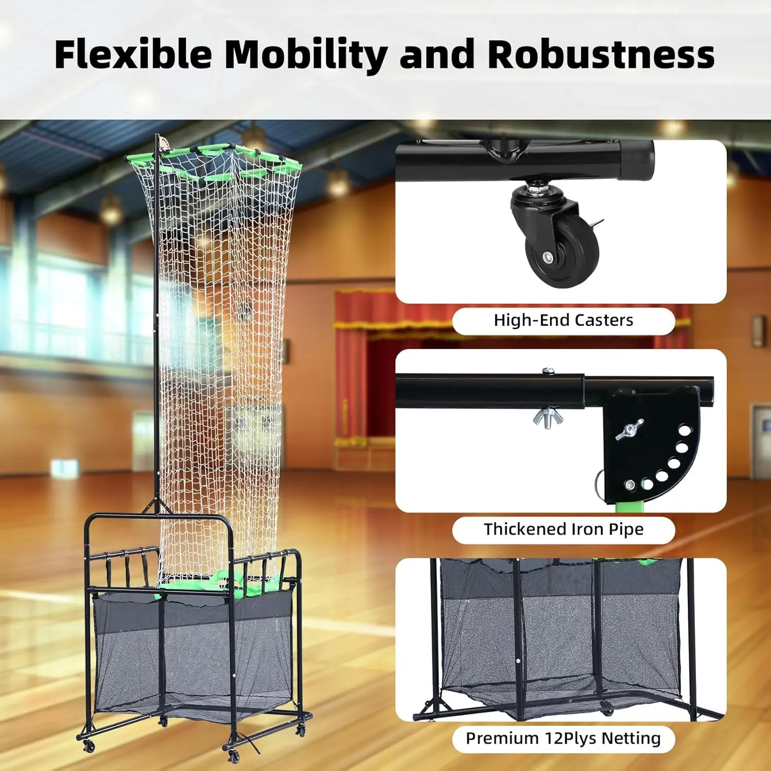 Portable Adjustable Volleyball Setting Trainer Target Net Ball Collection Equipment for Setter Training in Courts