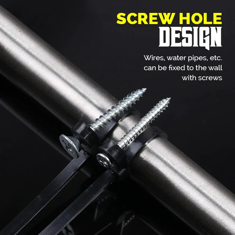 Screw Hole Cable Ties 100Pcs Fixed Cable Tie Nylon Zip Ties with Screw Hole Mount Self Locking Loop Wrap Bundle Tie Straps