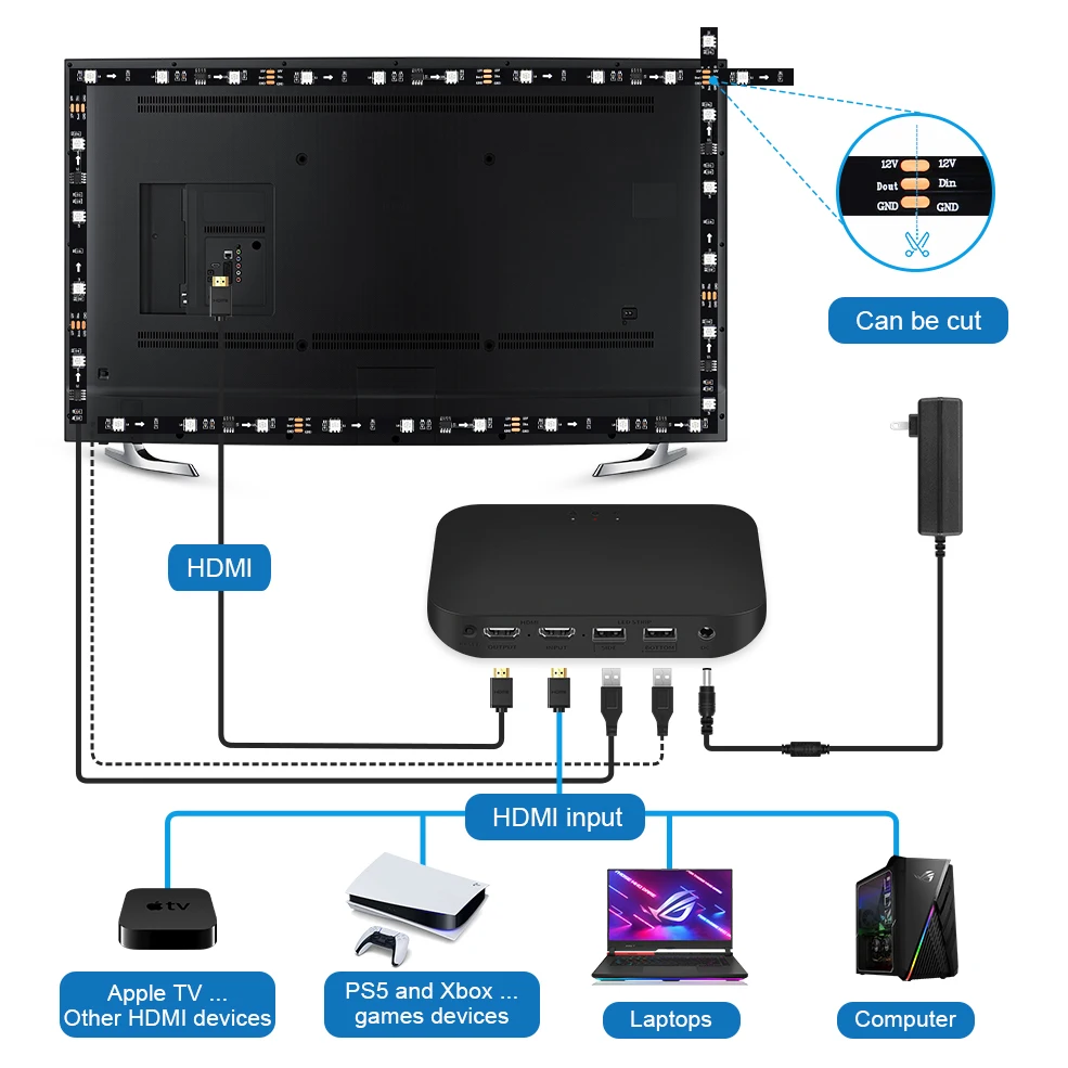 

Умная фотовспышка с изменением рассеянного цвета, 12 В, RGB, HDMI