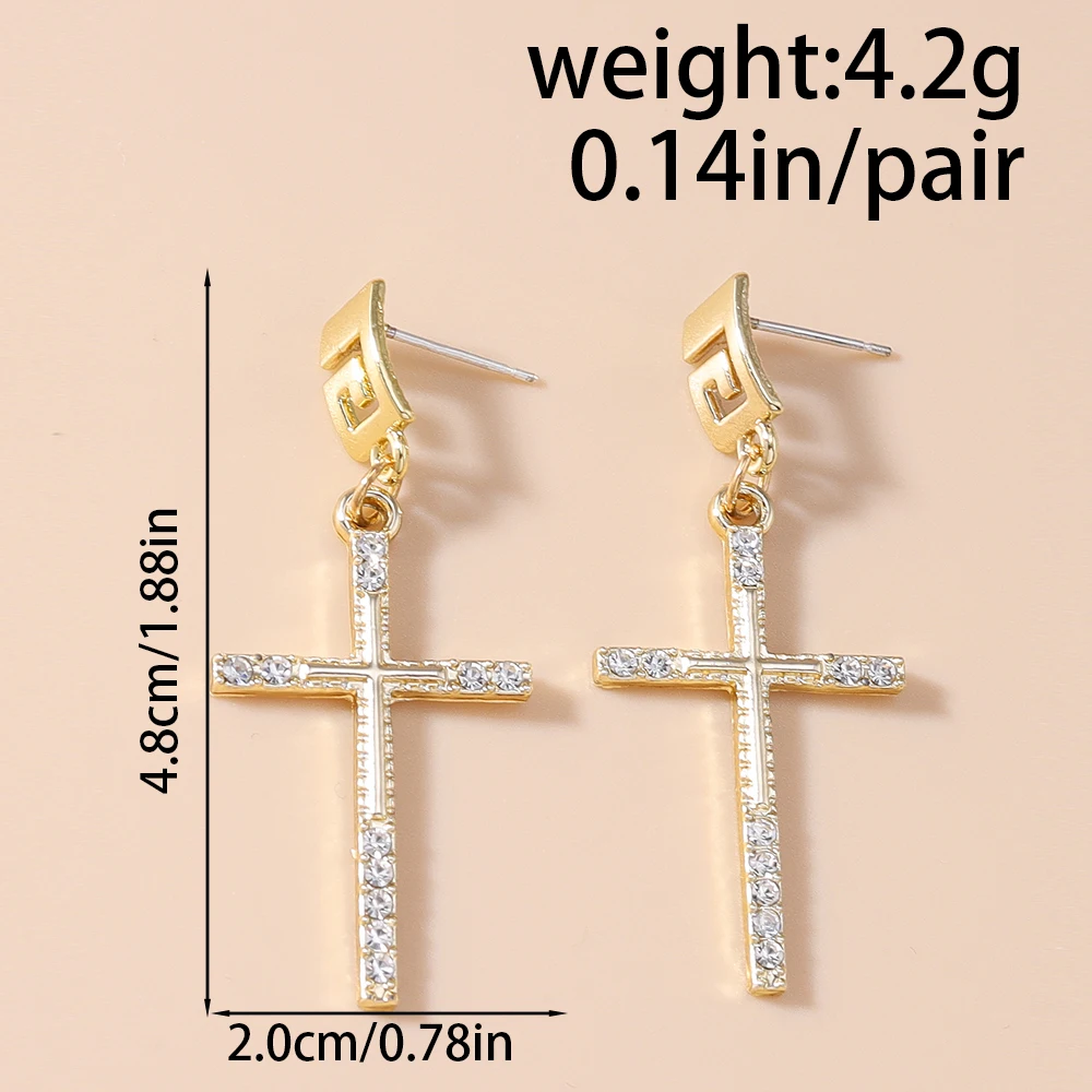 Aihua Y2K Gothic Strass Kreuz Ohrstecker für Frauen Mädchen Party Festival Schmuck Geschenke – Detail 11