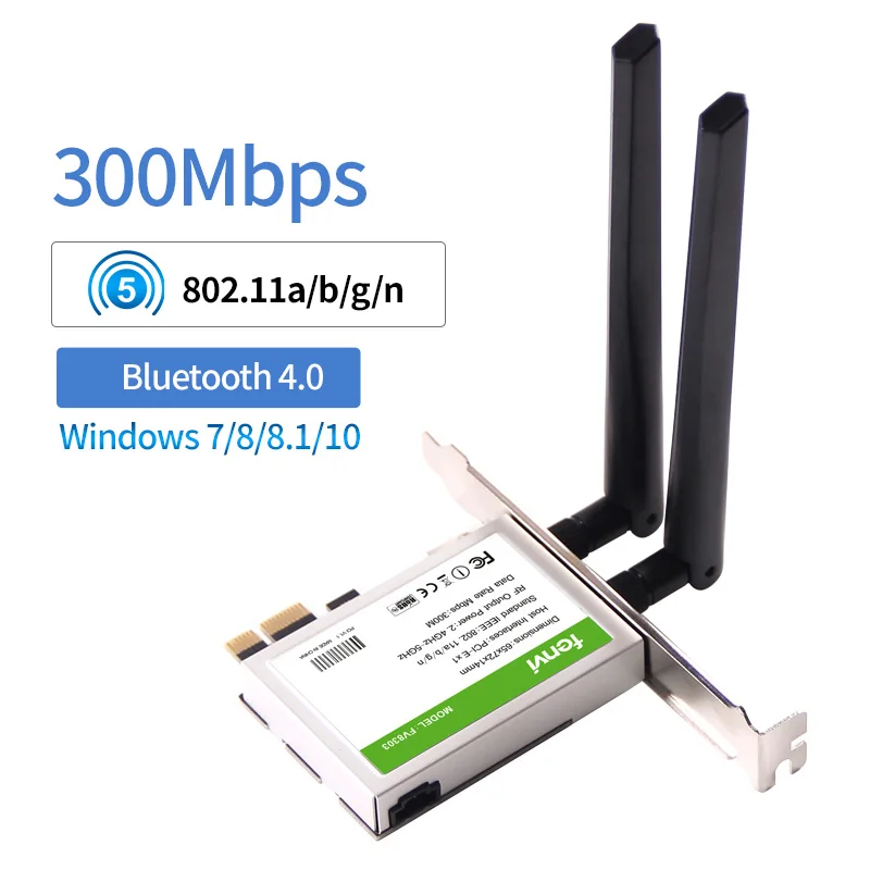 network interface card 300Mbps Dual Band Wireless WiFi PCI-E Adapter Desktop Network WLan WiFi Bluetooth BT 4.0 Compatible Slot PCI-E X1/X4/X8 Adapter ethernet to phone port adapter