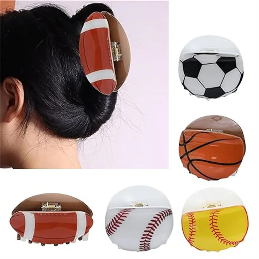 

Acrylic Baseball Hair Clip Unique Non-slip Headwear Football Hair Clamp Rugby Hairpin Hair Accessorie