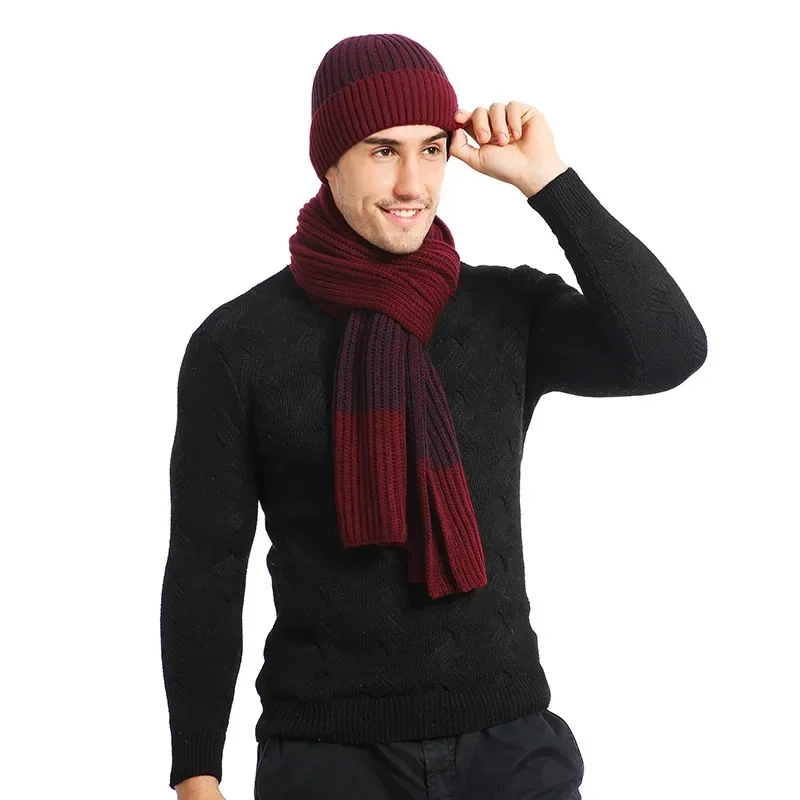 Fashion Trend Scarf Hat Glove for Men and Women Winter Luxury Knitted Thickened Warm Three Piece Set Clothing Accessories Gifts