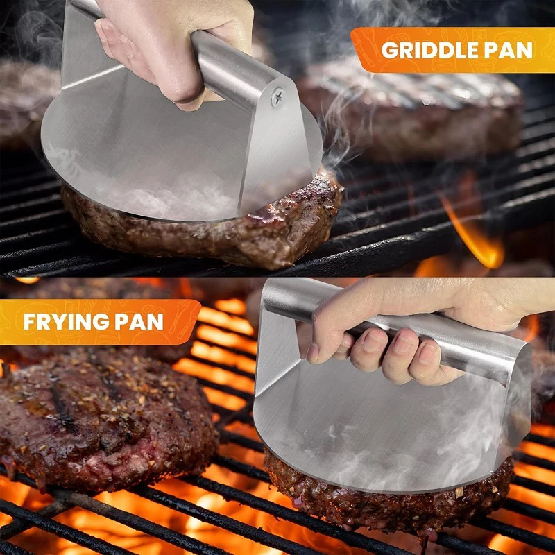 Stainless Steel Burger Press Smash Hamburger Patties Meat Masher Circular Meat Press Mold Deli Meats Kitchen Accessories