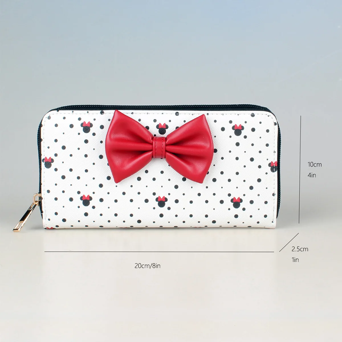 Cute bow zipper women's wallet, high-quality fashionable personalized card bag and coin purse