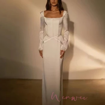 Modern Ivory Floor Length Mermaid Wedding Dress Stain Long Sleeves Bride Dresses Wedding Gowns Customized