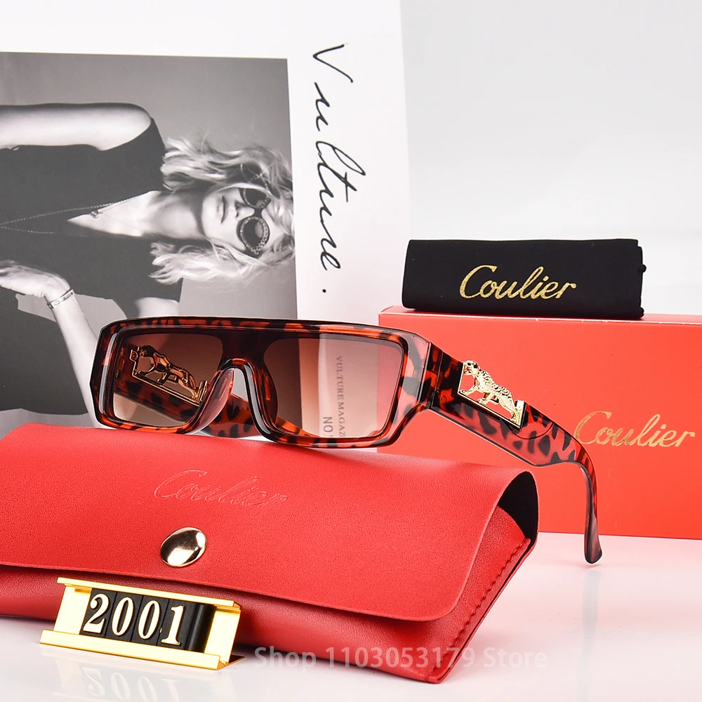 نظارات شمسية مستطيلية من جلد النمر للرجال والنساء...