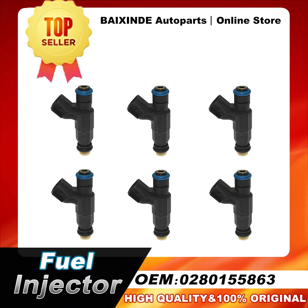 1/6Pcs Oem 0280155863 Ugello Iniettore Carburante Per Lincoln Ls 2000-2003, Jaguar S-Type 2000-2008 Ricambi Auto Accessori Auto
