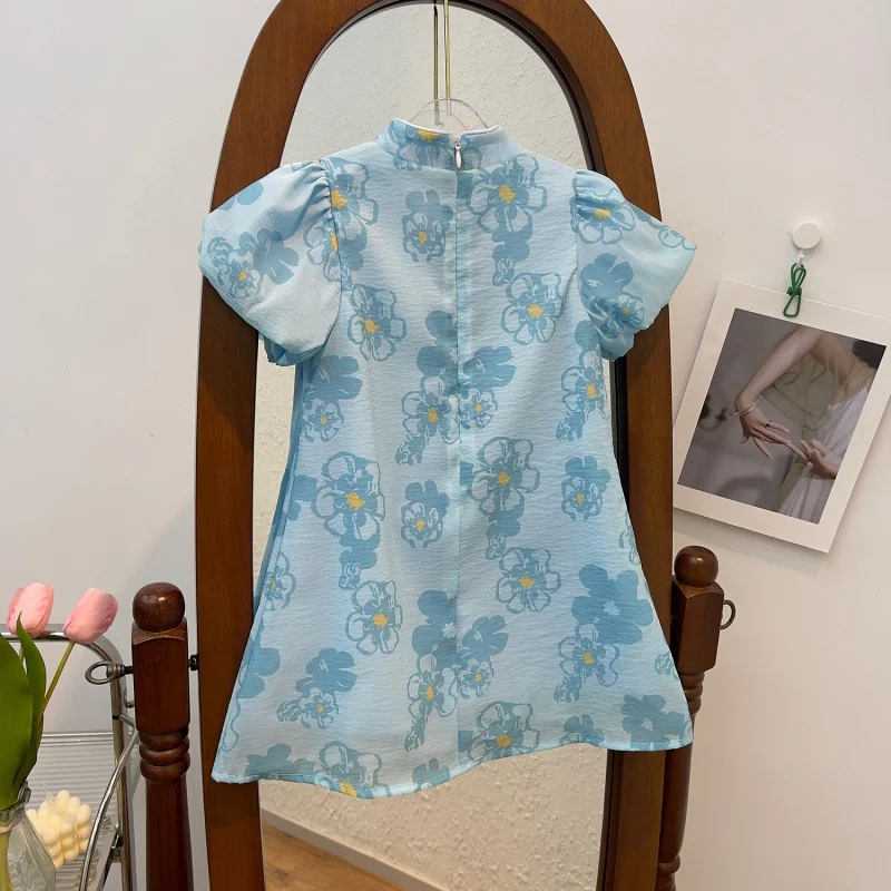 Girls Summer New Style National Style Fashionable Chinese Vintage Cheongsam Princess Dress23199