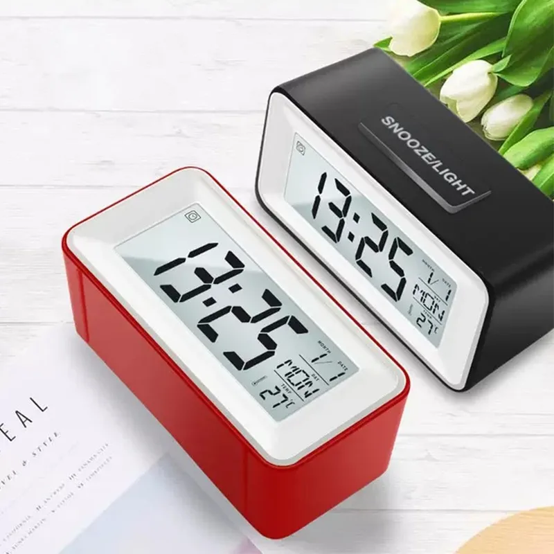 Desk Digital Clock Table Electronic Clock Sound Control Backlight 12/24 Alarm Clock Ringtones Bedrooms Bedside Kids Home Decor