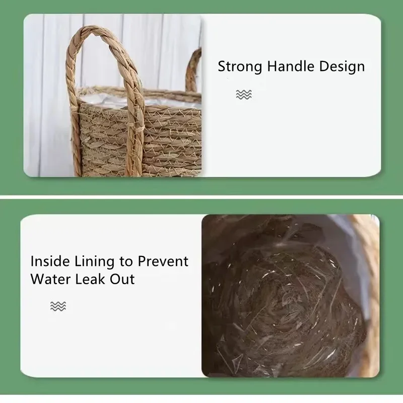 Natural Wicker Planter Basket  Flower Pot Home Garden Rattan Basket Straw Flower Basket 20/25/30CM 5