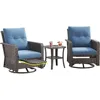 Foldable 3-Piece Patio Bistro Set with Folding Rattan Chairs and Round Table - Small Outdoor Furniture for Balcony, Garden, 1