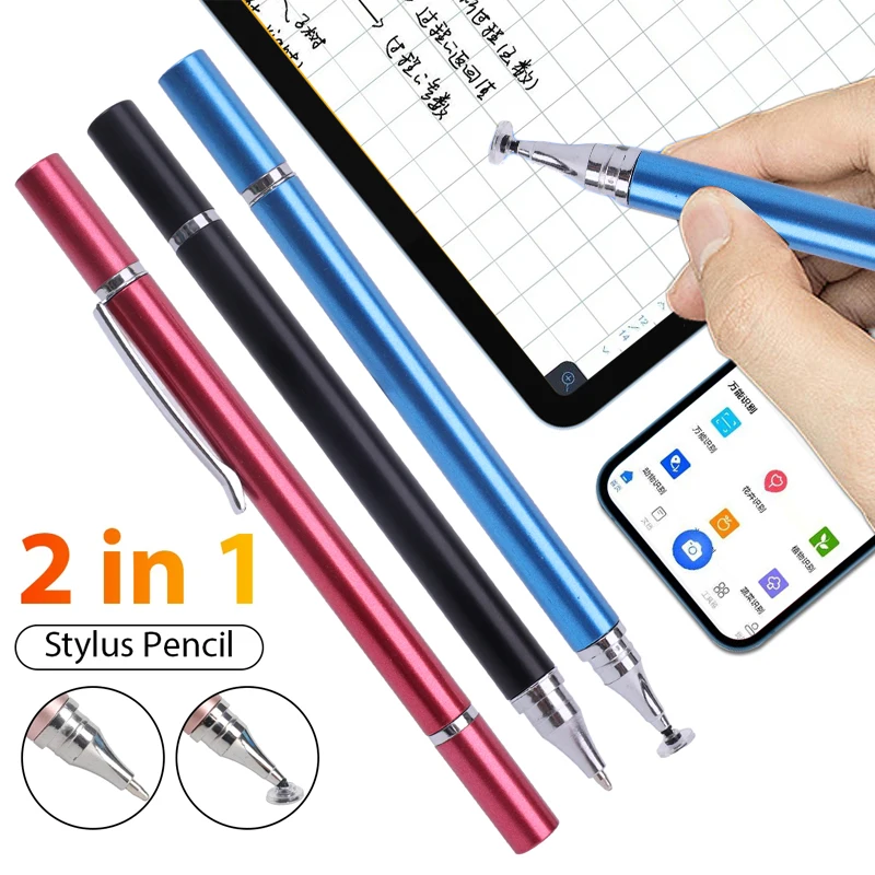 

Стилус 2 в 1 для смартфонов и планшетов, Универсальный емкостный сенсорный карандаш для рисования и письма, шариковые ручки для Ipad, Iphone