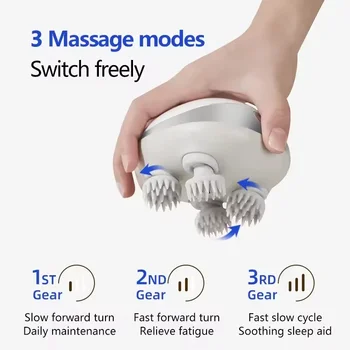 Electric Head Massager With Adjustable Speed For Scalp Massage Red Light For Hair Care Silicone For Deep Kneading Of The Head