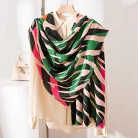 New green ripple autumn and winter cashmere leopard print scarf for women, versatile and high-end atmosphere, winter shawl
