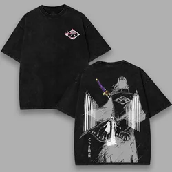 Vintage Washed BLEACH Byakuya T - shirt - Oversized 100% Cotton Anime Tee - S (Black)