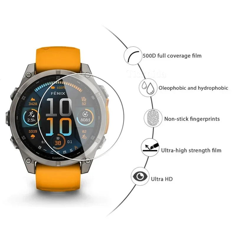 9H Tempered Glass for Garmin Fenix 8 51mm 47mm Smartwatch Screen Anti-scratch Protector Film Accessories Tempered Glass Protector Glass Protective Film Screen Protector Glass Screen Protector