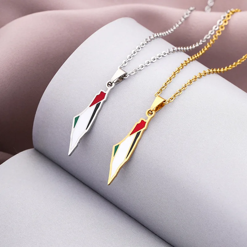 Israel and Palestine map Flag pendant Palestinian ethnic Map Jew Patriotic pendant Mountain Pendant Lover Jewelry Gift