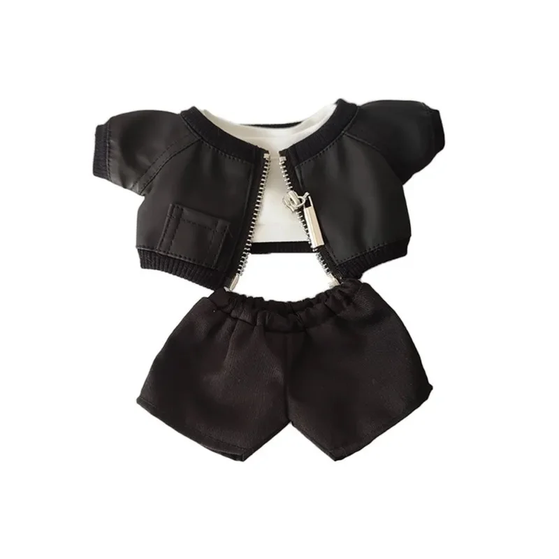 20cm cotton baby clothes handsome and cool without attributes doll small leather shirt pants doll set 4