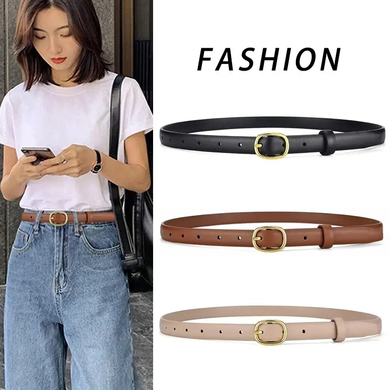 WomensBeltTrendGoldBuckleBeltFashionCasualVersatileThinBelt