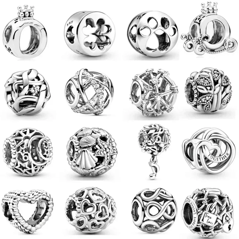 

925 sterling silver openwork paw print infinity charm bead fit original bracelet necklace jewelry gift for women