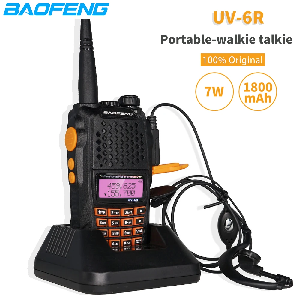Портативная рация BaoFeng UV-6R мощность 7 Вт УКВ Двухдиапазонная радиосвязь UV6R FM