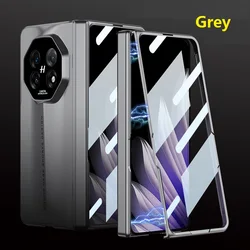 360° Protective Magnetic Hinge Folding Case with Tempered Glass Screen for Plastic (GRAY)
