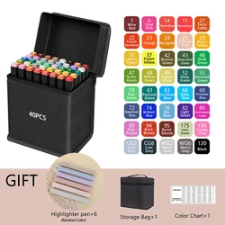 Vibrant Colors Dual Tip Permanent Art Markers for Illustration and School Supplies (40PCS)
