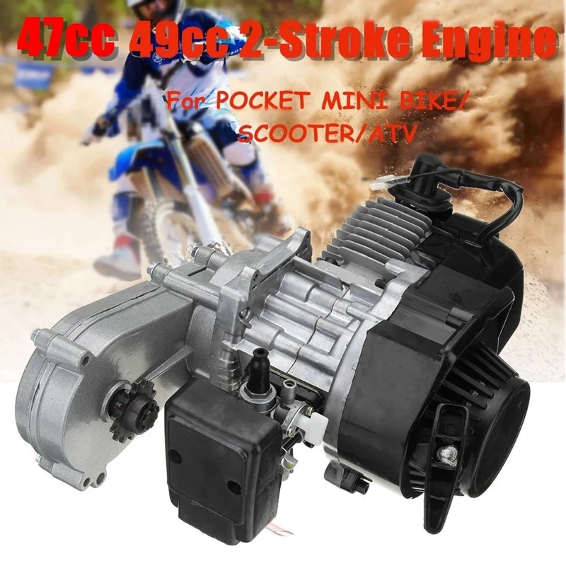 

49Cc 2-Stroke Pocket Bike Engine Motorcycle Engine Motor Air Filter Pullstart Quad Pocket Bike Cross Bike ATV