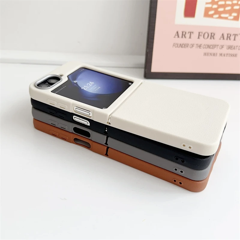 Luxury Leather Texture Soft Back Cover for Samsung Galaxy Z Flip Series - Unisex Design