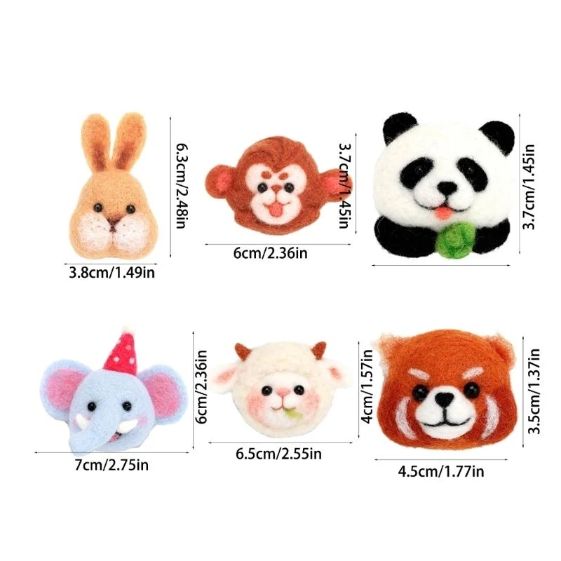 Lovely Animal Brooch Needle Felting Starter Kits Pins Needle Felting Kits Wool Tool for Woman Y5GB